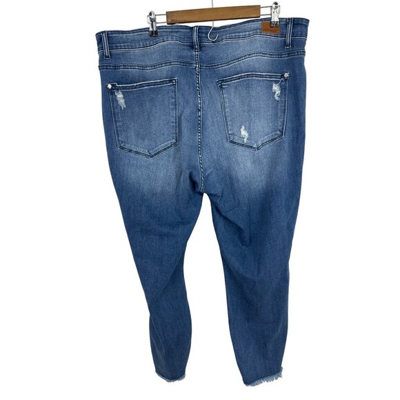 Judy Blue Distressed Cropped Skinny Jeans W/ Frayed Hem & Ripped Details Sz 22W - Picture 7 of 15